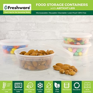 50 Pack Freshware Meal Prep Containers - 8 oz