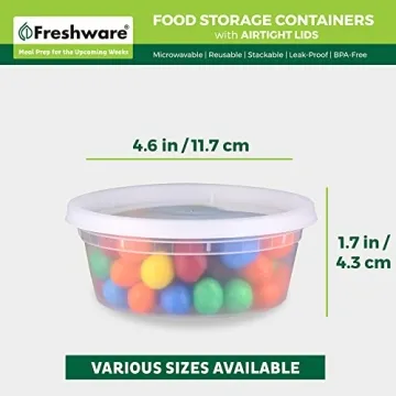 50 Pack Freshware Meal Prep Containers - 8 oz