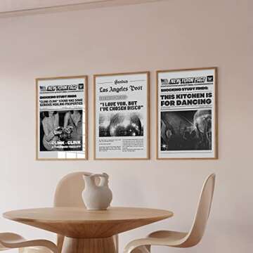 Vintage Posters for Room Aesthetic Funny 70s Disco Black and White New York Page Canvas Wall Art Prints Humor Quotes Trendy Retro Party Wall Decor Poster for Living Room Bar 3 Pieces 16x24in Unframed