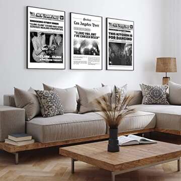 Vintage Posters for Room Aesthetic Funny 70s Disco Black and White New York Page Canvas Wall Art Prints Humor Quotes Trendy Retro Party Wall Decor Poster for Living Room Bar 3 Pieces 16x24in Unframed