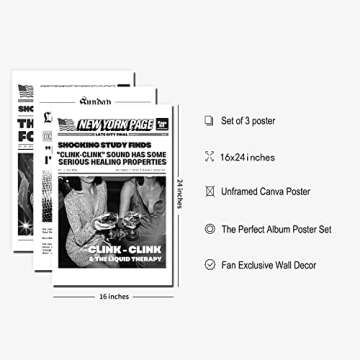 Vintage Posters for Room Aesthetic Funny 70s Disco Black and White New York Page Canvas Wall Art Prints Humor Quotes Trendy Retro Party Wall Decor Poster for Living Room Bar 3 Pieces 16x24in Unframed