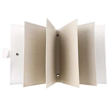 Csinos Earring Organizer, Portable Travel Jewelry Case Pu Leather Earring Holder with Book Design(White)