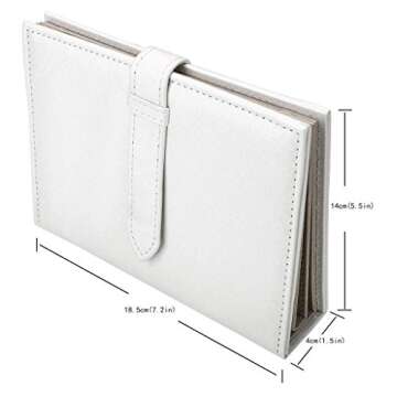 Csinos Earring Organizer, Portable Travel Jewelry Case Pu Leather Earring Holder with Book Design(White)