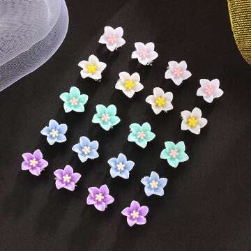 Paderison 20Pcs Flower Clips Purple Hair Accessories for Girls Rapunzel Hair Flowers floral hair pins Small Flower Hair Clips Braided Hair Clips Toddler Girl Hair Clips Flower Girl Wedding(Color)