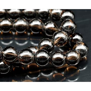 Natural Smoky Quartz Beaded Choker - 8mm Genuine Crystal Necklace, Unique Fashion Jewelry and Healin...