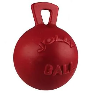 Jolly Pets Tug-n-Toss Heavy Duty Dog Toy Ball with Handle, 4.5 Inches/Small, Red