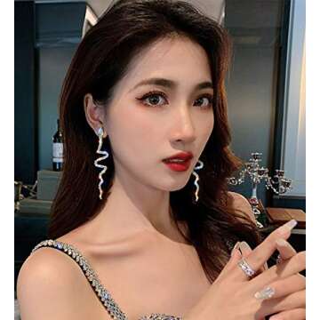 Denifery Snake Earrings Vintage Earrings Studs Dangle Earrings Long Silver Dangle Earrings Gold Snak...