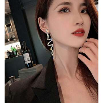 Denifery Snake Earrings Vintage Earrings Studs Dangle Earrings Long Silver Dangle Earrings Gold Snake Stud Earrings Snake Jewelry for Women (Silver F)