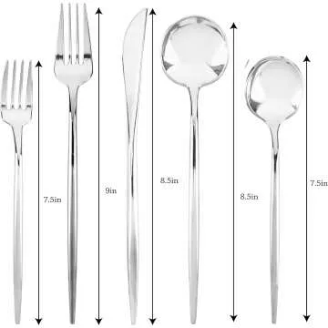 Luxury Disposable Silver Flatware Set - 64 Count