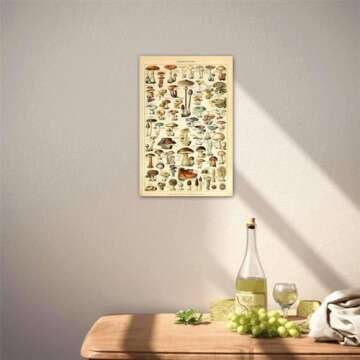 Vintage Mushroom Educational Poster Print for Wall Art