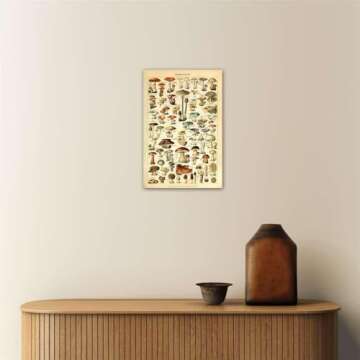 Vintage Mushroom Educational Poster Print for Wall Art