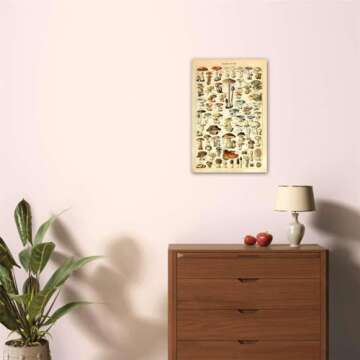Vintage Mushroom Educational Poster Print for Wall Art