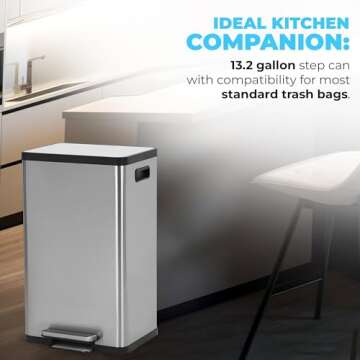 SIMPLI-MAGIC 50L Soft-Close Trash Can with Foot Pedal