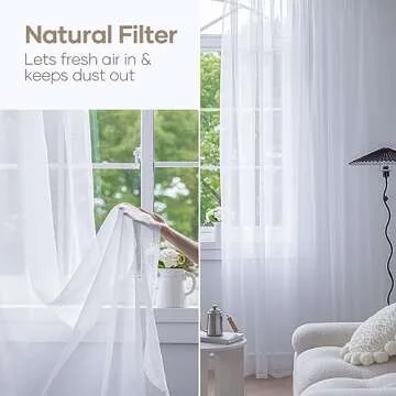 Anjee 4 Panels White Sheer Curtains 63 Inches Long Rod Pocket Semi Transparent Voile Sheer Window Drapes,Light Filtering Gauze Balance Privacy Curtains for Living Room Bedroom Dining Room,52 x 63 Inch