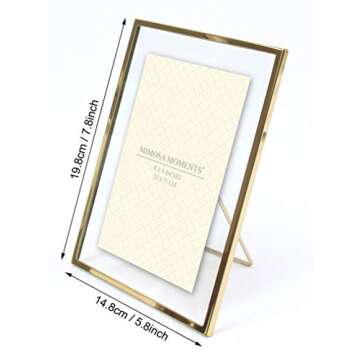 MIMOSA MOMENTS Brass Metal Floating 4x6 Picture Frame