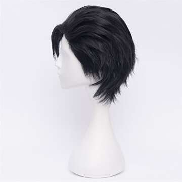 COSPLAZA Short Black Men's Cosplay Wig Anime Heat Resistant Full Hair Man Halloween Party Wigs