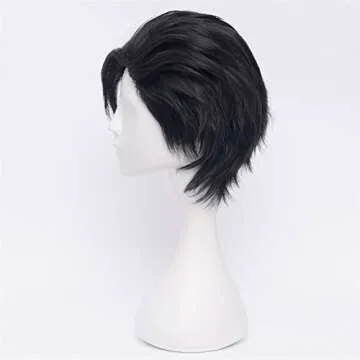 COSPLAZA Short Black Men's Cosplay Wig Anime Heat Resistant Full Hair Man Halloween Party Wigs