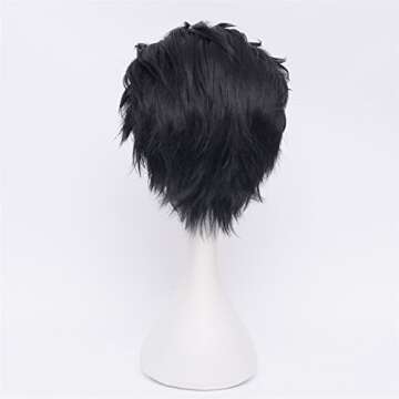 COSPLAZA Short Black Men's Cosplay Wig Anime Heat Resistant Full Hair Man Halloween Party Wigs