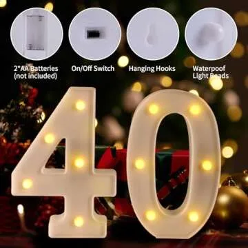LED Number Signs for 40th Birthday Celebration