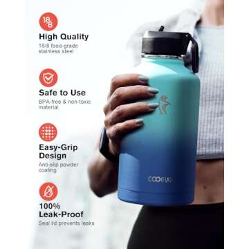 64 oz Insulated Water Bottle with 3 Lids - Pacific Prince