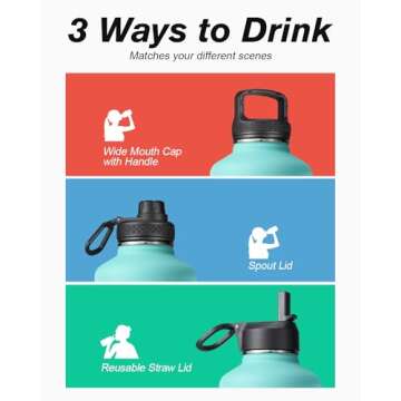 64 oz Insulated Water Bottle with 3 Lids - Pacific Prince