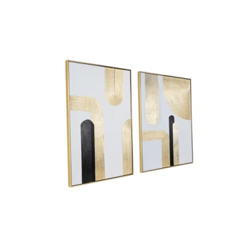 Exquisite Black Gold Canvas Art Set - Modern Geometric Design