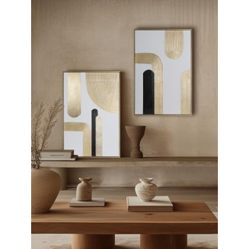 Exquisite Black Gold Canvas Art Set - Modern Geometric Design