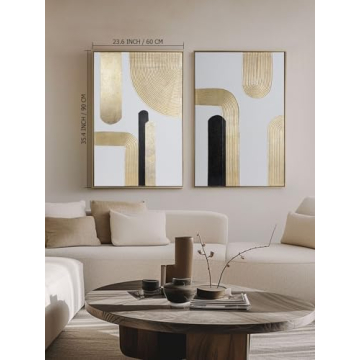 Exquisite Black Gold Canvas Art Set - Modern Geometric Design