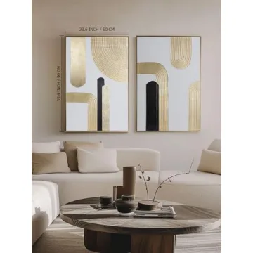 Exquisite Black Gold Canvas Art Set - Modern Geometric Design