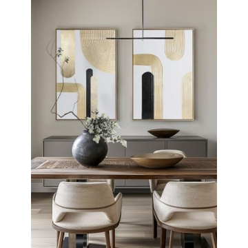 Exquisite Black Gold Canvas Art Set - Modern Geometric Design
