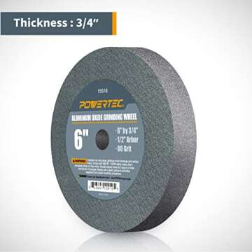 POWERTEC Bench Grinder Wheel 6 Inch 80 Grit, Aluminum Oxide Grinding Wheel for Bench Pedestal Grinde...