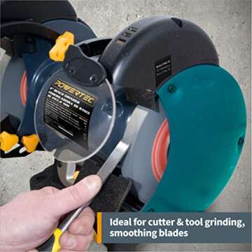 POWERTEC Bench Grinder Wheel 6 Inch 80 Grit, Aluminum Oxide Grinding Wheel for Bench Pedestal Grinder, 3/4" Thick 1/2" Arbor, Sharpening & Shaping Drill Bits, Blade, and Chisel 1PK (15518)