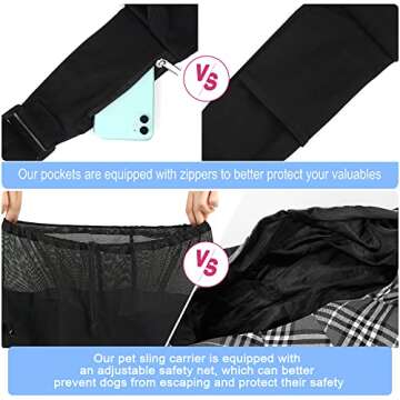 YUDODO Pet Dog Sling Carrier Adjustable Padded Shoulder Strap Puppy Sling for Small Medium Dog Cat Hand Free Dog Crossbody Carrier with Safe Mesh Suitable for Outdoor Travel Black