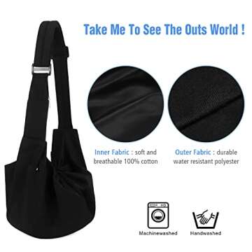 YUDODO Pet Dog Sling Carrier Adjustable Padded Shoulder Strap Puppy Sling for Small Medium Dog Cat Hand Free Dog Crossbody Carrier with Safe Mesh Suitable for Outdoor Travel Black