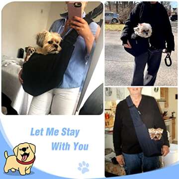 YUDODO Pet Dog Sling Carrier Adjustable Padded Shoulder Strap Puppy Sling for Small Medium Dog Cat Hand Free Dog Crossbody Carrier with Safe Mesh Suitable for Outdoor Travel Black