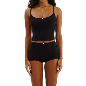 UAURORAO Y2K Floral Print Two Piece Pajamas Cami Set - Stylish Sleeveless Sleepwear