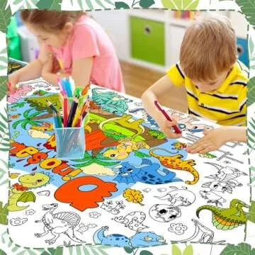 DDMY Dinosaur Tablecloth Giant Coloring Poster for Fun