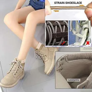 Athlefit Women's Work Waterproof Hiking Combat Boots Lace up Low Heel Booties Ankle Boots size 9 KHAKI