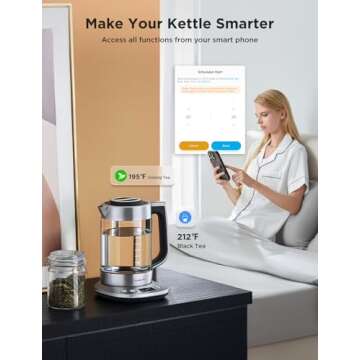 GoveeLife Smart Electric Kettle with Tea Infuser for Loose Leaf Tea, 1.7 L Electric Tea Kettle with Brewing Program, Variable Temperature Control, 2 H Keep Warm & Auto Shut off, BPA Free, Sliver