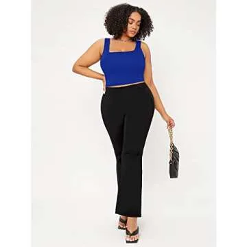 SOLY HUX Women's Plus Size Square Neck Sleeveless Crop Tank Top Casual Basic Tops Plain Royal Blue 5XL