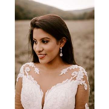 SWEETV Elegant Teardrop Bridal Earrings - Stunning Cubic Zirconia Jewelry for Women