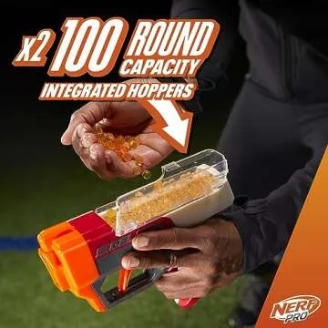 Nerf Pro Gelfire Dual Wield Pack, 2 Blasters, No-Prime Firing, 5000 Gelfire Rounds, 2X 100 Round Integrated Hoppers, 2 Eyewear, Ages 14 & Up