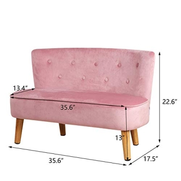Yoonnie Room 2-Seat Pink Kid Sofa Couch for Ages 3-6