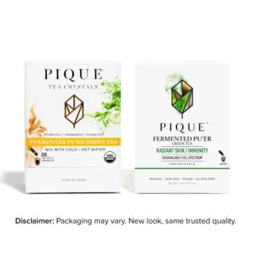 Pique Organic Fermented Pu'er Green Tea Crystals - 28 Single Servings (1 Pack)