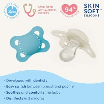 MAM Original Matte Baby Pacifier, Nipple Shape Helps Promote Healthy Oral Development, Sterilizer Ca...