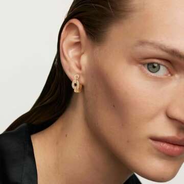 Gold Huggie Hoop Earrings 14k Gold Plated Wide Twisted Hoops Gold Circle Earrings with CZs Hypoallergenic Jewelry Gifts for Women, Hoop 1