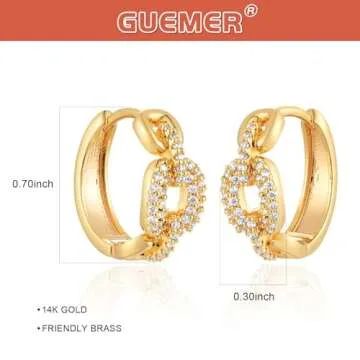 Gold Huggie Hoop Earrings 14k Gold Plated Wide Twisted Hoops Gold Circle Earrings with CZs Hypoallergenic Jewelry Gifts for Women, Hoop 1