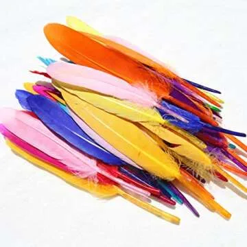 50PCS 6-8inch (15-20CM) Light Color Assorted Real Goose Feathers Color random