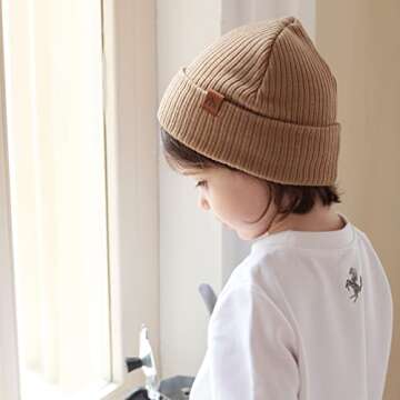 LMLALML 2 Pack Beanie for Baby Boys Soft Knit Baby Winter Hat Stripe Warm Baby Beanies