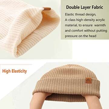 LMLALML 2 Pack Beanie for Baby Boys Soft Knit Baby Winter Hat Stripe Warm Baby Beanies